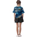 Waves Wave Water Blue Sea Ocean Abstract Kids  V-Neck Horn Sleeve Blouse View2