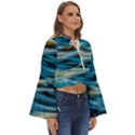 Waves Wave Water Blue Sea Ocean Abstract Boho Long Bell Sleeve Top View3