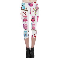 Owl Pattern Capri Leggings  by Salman4z