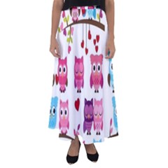 Owl Pattern Flared Maxi Skirt by Salman4z