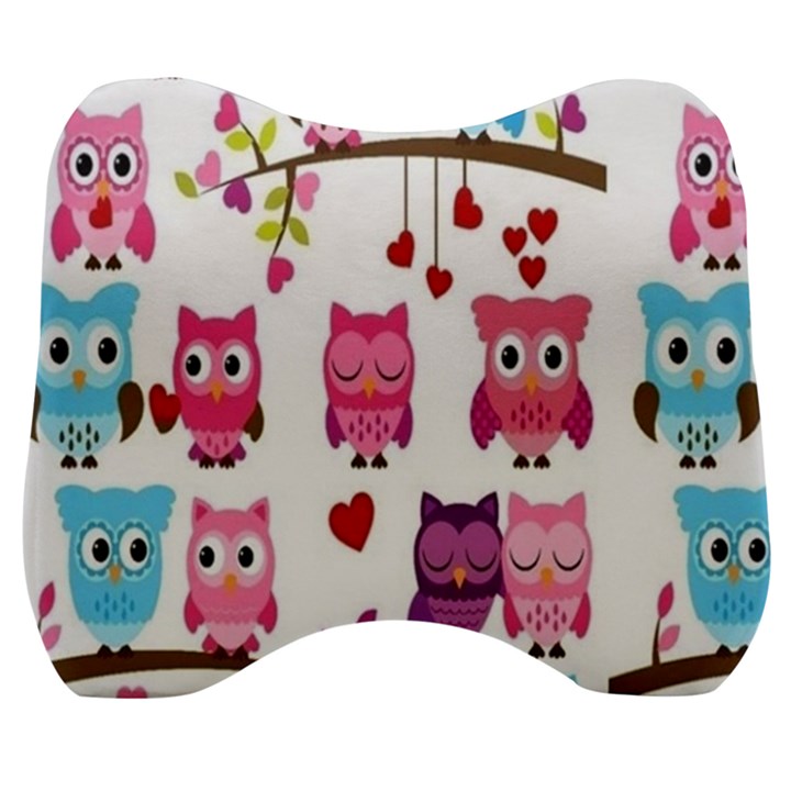 Owl Pattern Velour Head Support Cushion