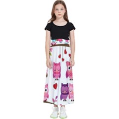 Owl Pattern Kids  Flared Maxi Skirt by Salman4z