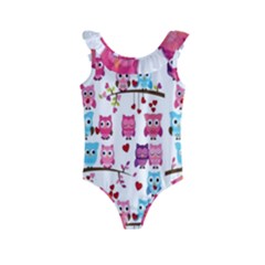 Owl Pattern Kids  Frill Swimsuit by Salman4z