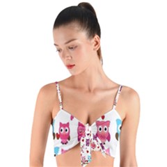 Owl Pattern Woven Tie Front Bralet by Salman4z