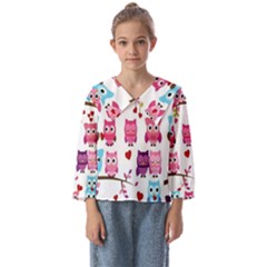 Owl Pattern Kids  Sailor Shirt