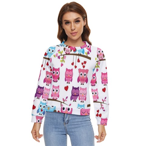 Owl Pattern Women s Long Sleeve Raglan Tee by Salman4z