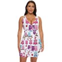 Owl Pattern Draped Bodycon Dress View1