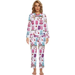 Owl Pattern Womens  Long Sleeve Lightweight Pajamas Set by Salman4z