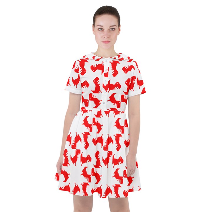 Lonely T-rex Dinosaur Dinosaur Game Pattern Sailor Dress