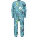 Butterflies Flowers Blue Background Spring Pattern OnePiece Jumpsuit (Men) View1