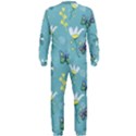 Butterflies Flowers Blue Background Spring Pattern OnePiece Jumpsuit (Men) View2