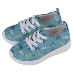 Butterflies Flowers Blue Background Spring Pattern Kids  Lightweight Sports Shoes by Ravend