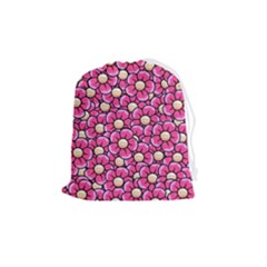 Pattern Scrapbooking Flowers Bloom Decorative Drawstring Pouch (medium) by Ravend