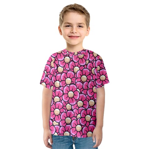 Pattern Scrapbooking Flowers Bloom Decorative Kids  Sport Mesh Tee by Ravend