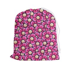 Pattern Scrapbooking Flowers Bloom Decorative Drawstring Pouch (2xl) by Ravend