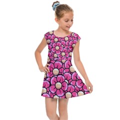 Pattern Scrapbooking Flowers Bloom Decorative Kids  Cap Sleeve Dress by Ravend