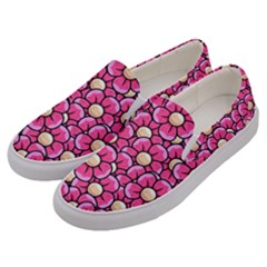 Pattern Scrapbooking Flowers Bloom Decorative Men s Canvas Slip Ons by Ravend