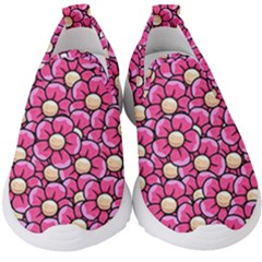 Pattern Scrapbooking Flowers Bloom Decorative Kids  Slip On Sneakers by Ravend