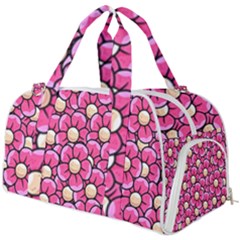 Pattern Scrapbooking Flowers Bloom Decorative Burner Gym Duffel Bag by Ravend