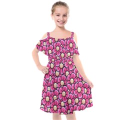 Pattern Scrapbooking Flowers Bloom Decorative Kids  Cut Out Shoulders Chiffon Dress by Ravend