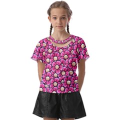 Pattern Scrapbooking Flowers Bloom Decorative Kids  Front Cut Tee by Ravend