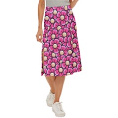 Pattern Scrapbooking Flowers Bloom Decorative Midi Panel Skirt by Ravend