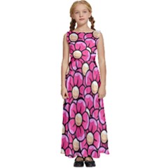 Pattern Scrapbooking Flowers Bloom Decorative Kids  Satin Sleeveless Maxi Dress by Ravend