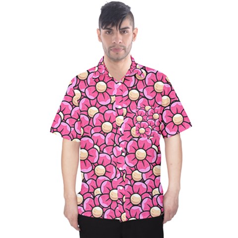 Pattern Scrapbooking Flowers Bloom Decorative Men s Hawaii Shirt by Ravend