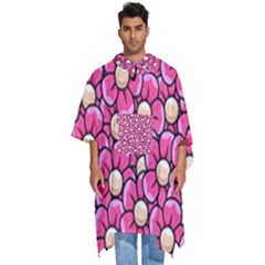 Pattern Scrapbooking Flowers Bloom Decorative Men s Hooded Rain Ponchos by Ravend