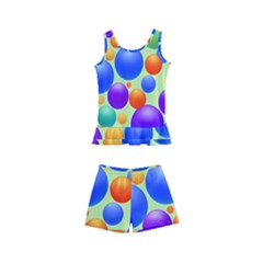 Background Pattern Design Colorful Bubbles Kids  Boyleg Swimsuit by Ravend