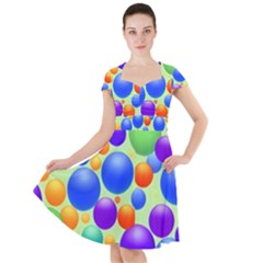 Background Pattern Design Colorful Bubbles Cap Sleeve Midi Dress by Ravend