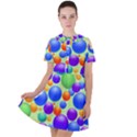 Background Pattern Design Colorful Bubbles Short Sleeve Shoulder Cut Out Dress  View1