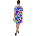 Background Pattern Design Colorful Bubbles Short Sleeve Shoulder Cut Out Dress  View2