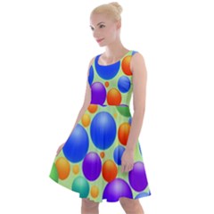 Background Pattern Design Colorful Bubbles Knee Length Skater Dress by Ravend