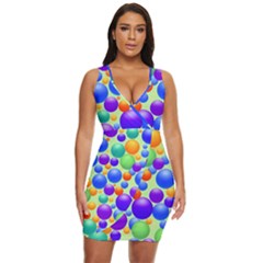 Background Pattern Design Colorful Bubbles Draped Bodycon Dress by Ravend