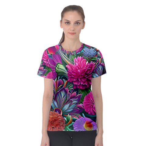 Flowers Nature Spring Blossom Flora Petals Art Women s Sport Mesh Tee by Ravend