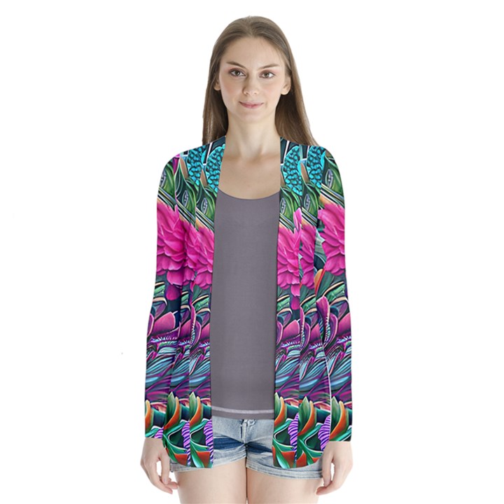 Flowers Nature Spring Blossom Flora Petals Art Drape Collar Cardigan