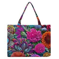 Flowers Nature Spring Blossom Flora Petals Art Zipper Medium Tote Bag