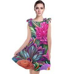 Flowers Nature Spring Blossom Flora Petals Art Tie Up Tunic Dress by Ravend