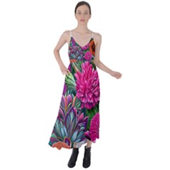 Flowers Nature Spring Blossom Flora Petals Art Tie Back Maxi Dress by Ravend