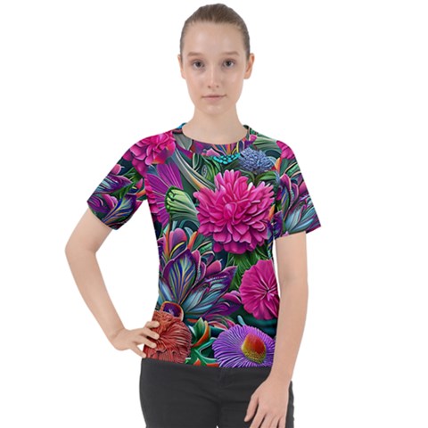 Flowers Nature Spring Blossom Flora Petals Art Women s Sport Raglan Tee by Ravend