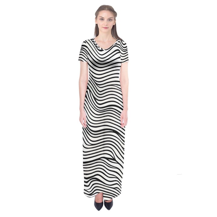 Black And White Cartoon Coloring Short Sleeve Maxi Dress