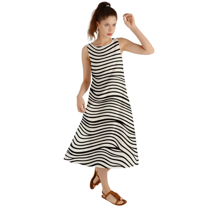 Black And White Cartoon Coloring Summer Maxi Dress