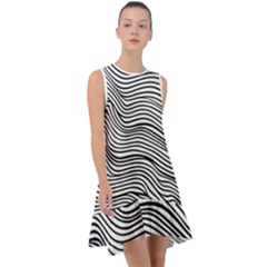 Black And White Cartoon Coloring Frill Swing Dress by Ravend