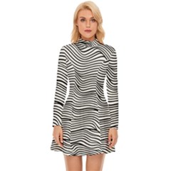 Black And White Cartoon Coloring Long Sleeve Velour Longline Dress by Ravend