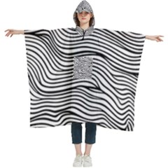 Black And White Cartoon Coloring Women s Hooded Rain Ponchos by Ravend