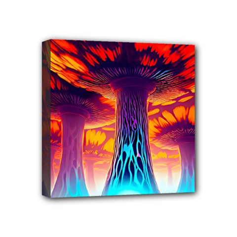 Sci-fi Fantasy Art Painting Colorful Pattern Mini Canvas 4  X 4  (stretched) by Ravend