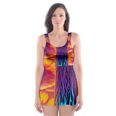 Sci-fi Fantasy Art Painting Colorful Pattern Skater Dress Swimsuit by Ravend