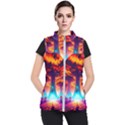 Sci-fi Fantasy Art Painting Colorful Pattern Women s Puffer Vest View1