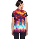 Sci-fi Fantasy Art Painting Colorful Pattern Women s Puffer Vest View2